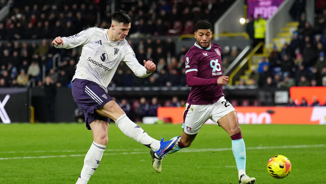 <p>ON TARGET: Benjamin Sesko scores the first of his two goals in Manchester United’s 2-2 draw at Burnley. Pic:  Martin Rickett/PA</p>