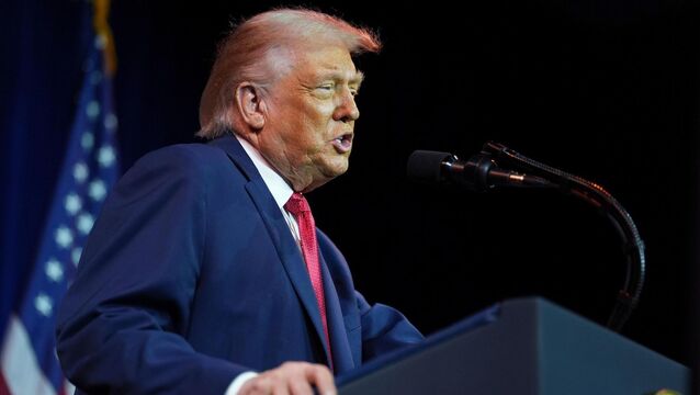 <p>President Donald Trump speaks to House Republican lawmakers during their annual policy retreat in Washington. Picture: Evan Vucci/AP</p>