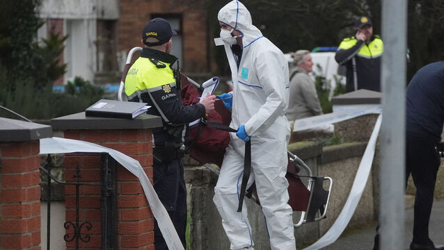 <p>A member of An Garda Technical Bureau carries a stretcher in to a property in the Clondalkin area, Dublin, where the body of a boy was found. Police are investigating after the discovery of the bodies of a boy and a man in his 40s at two separate homes on Thursday morning. Picture date: Thursday January 8, 2026. PA Photo. Photo credit should read: Brian Lawless/PA Wire</p>