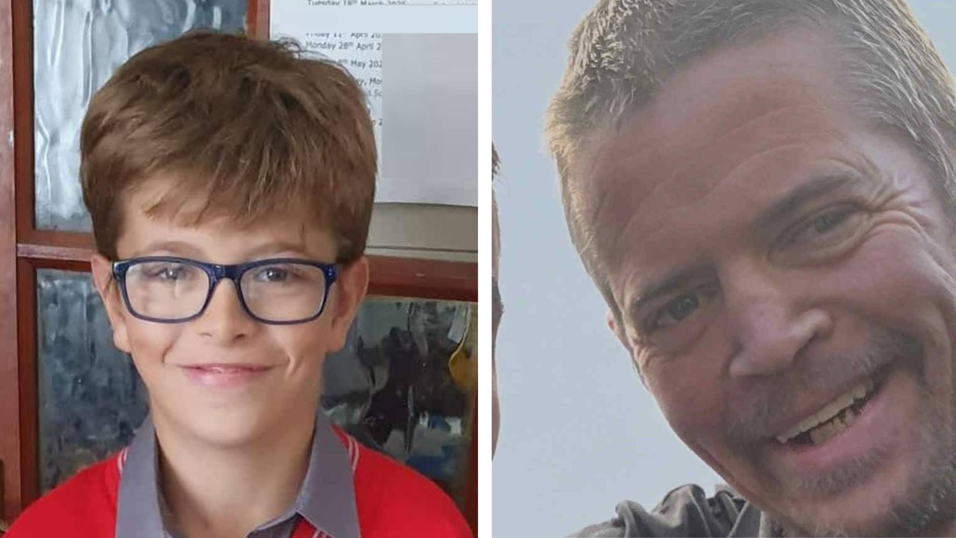 Oisín O’Reilly, 12, and Wayne O’Reilly, 48. 