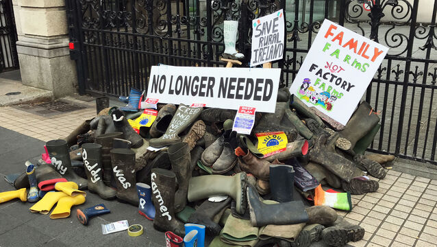 <p>Farmers’ wellies in a pile at the gates of Leinster House during a demonstration against the Mercosur deal. File picture: Michelle Devane/PA Wire</p>