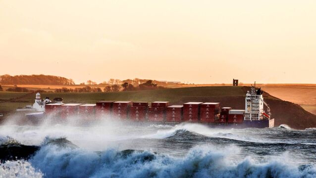 <p>A container ship steams through the turbulent sea conditions during Storm Aiden past Roches Point in 2020. The extra heat makes hurricanes and typhoons more intense, causes heavier downpours of rain and greater flooding, and results in longer marine heatwaves. File picture: David Creedon / Anzenberger</p>