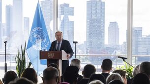 <p>UN secretary general Antonio Guterres speaking at the United Nations headquarters. 'It’s long past time the United Nations itself left New York. Of its own volition. Before it’s kicked out.' Picture: Adam Gray/AP </p> <p>UN secretary general Antonio Guterres speaking at the United Nations headquarters. 'It’s long past time the United Nations itself left New York. Of its own volition. Before it’s kicked out.' Picture: Adam Gray/AP </p>