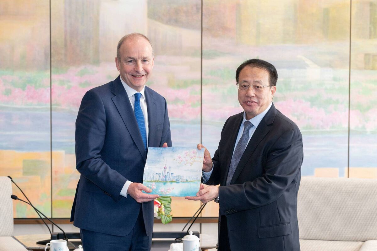Taoiseach Micheál Martin meeting the mayor of Shanghai, Gong Zheng this week. 