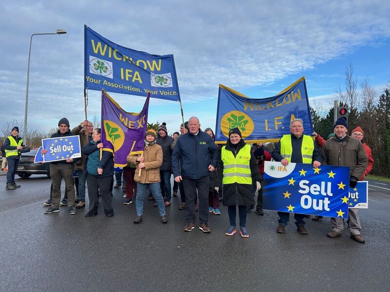People in Athlone, Co Westmeath, protesting against the EU-Mercosur trade deal. Picture date: Saturday January 10, 2026. PA Photo. Photo credit should read: Cillian Sherlock/PA Wire