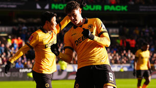 <p>Jorgen Strand Larsen bagged a hat-trick for Wolves. Picture: Bradley Collyer/PA</p>