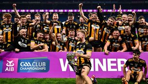 <p>Kilbrittain captain Philip Wall celebrates with the cup after victory in the AIB GAA Hurling All-Ireland Junior Club Championship final between Easkey of Sligo and Kilbrittain of Cork at Croke Park in Dublin. Photo by Piaras Ó Mídheach/Sportsfile</p>