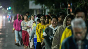 Polling stations opened at 6am local time in 100 townships across the country (Aung Shine Oo/AP)