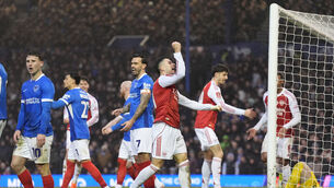 <p>Arsenal's Gabriel Martinelli celebrates scoring his side's fourth goal of the game during the Emirates FA Cup third round match at Fratton Park, Portsmouth. Picture: Andrew Matthews/PA Wire. </p>