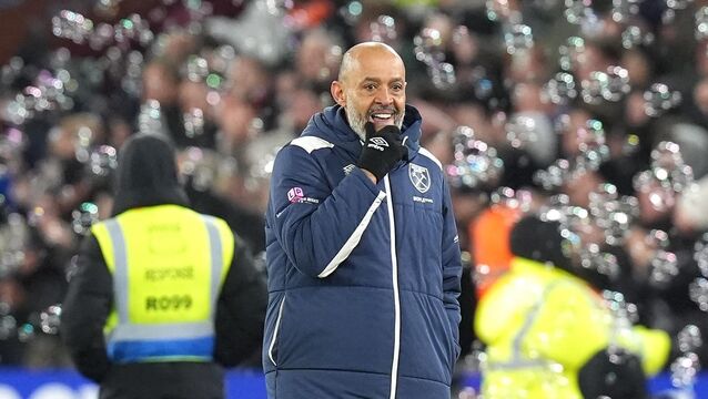 <p>BUBBLES ALMOST BURST: West Ham United manager Nuno Espirito Santo reacts as bubbles are in the background. Pic: Gareth Fuller/PA Wire.</p>