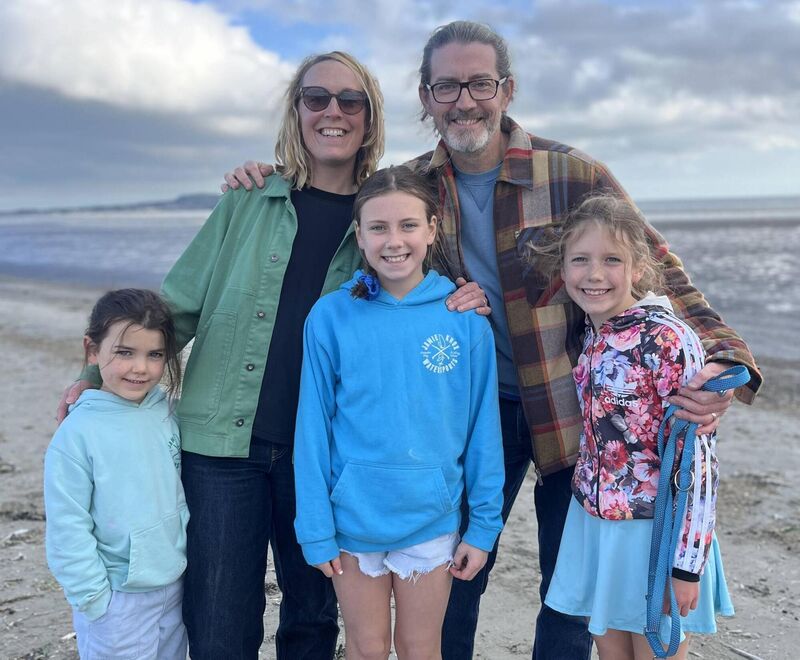 Homeowners Norita and Louis O'Donoghue with their daughters Joanie, Bessie, and Jimi. 
