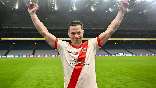 <p>NEXT GENERATION: Pádraig Ó Sé of An Ghaeltacht celebrates after his side's victory. Pic: Piaras Ó Mídheach/Sportsfile</p>