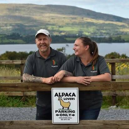 Stuart and Ruth Newton at their alpaca farm in Oughterard.