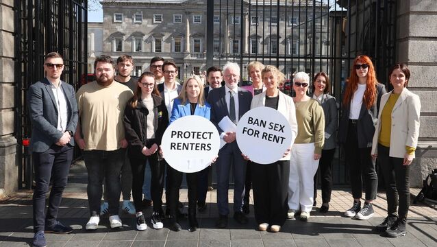 <p>A Seanad cross-party group with representatives from women’s rights and student organisations  and Labour leader Ivana Bacik at Leinster House last April ahead of a debate on the bill to ban sex-for-rent arrangements. Picture: Sasko Lazarov/Rollingnews</p>
