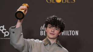 <p>Owen Cooper with his award for best performance by a male supporting actor in a television series for Adolescence during the 83rd Golden Globes on Sunday. Picture: AP/Chris Pizzello.</p>