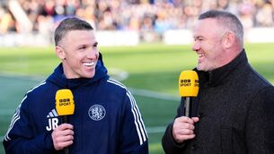 <p>BROTHERLY LOVE: BBC Sport pundit Wayne Rooney alongside his brother, Macclesfield Town manager, John Rooney. Pic: Martin Rickett/PA Wire.</p>