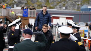<p>French President Emmanuel Macron visits the Danish frigate F363 Niels Juel in Nuuk, Greenland, last June. Outside the US it is long past time that the rest of the democratic world came together in a single gathering to call out America's fascism for what it is. Photo: Mads Claus Rasmussen/Scanpix via AP</p>