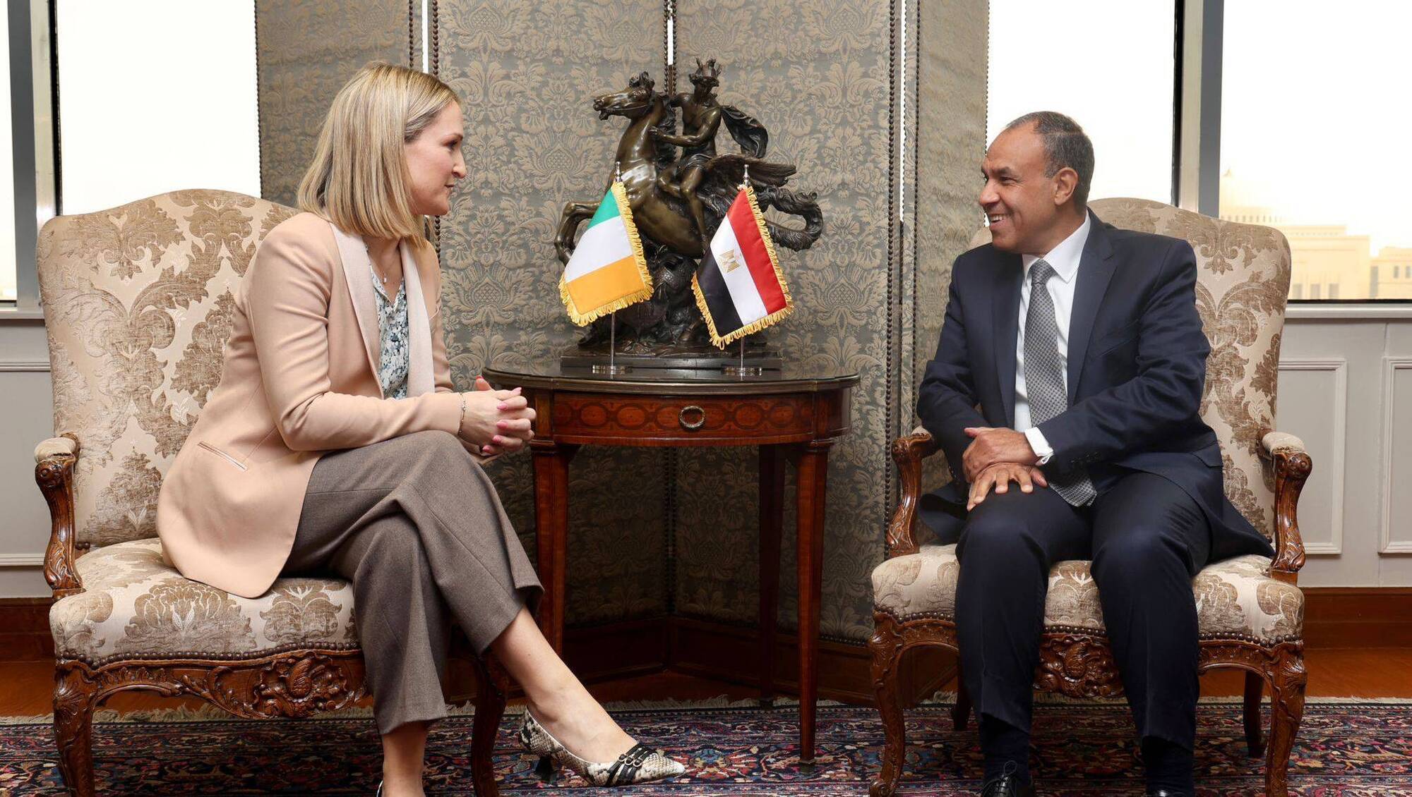 Helen McEntee and Badr Abdelatty: Both ministers acknowledged the movement towards a new phase of the ceasefire in Gaza. File picture