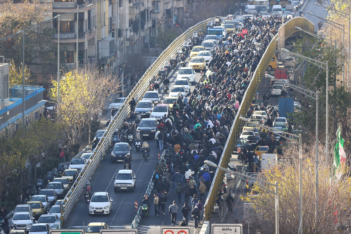 Protesters march on a bridge in Tehran, Iran, on Dec. 29, 2025. Picture: Fars News Agency via AP, File