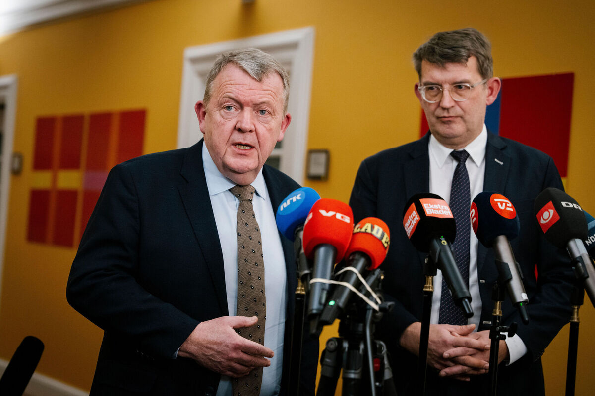 Denmark's Foreign Minister Lars Loekke Rasmussen, left, and Defense Minister Troels Lund Poulsen talk to media in Copenhagen, Tuesday, Jan. 6, 2026. Picture: Emil Nicolai Helms/Ritzau Scanpix via AP