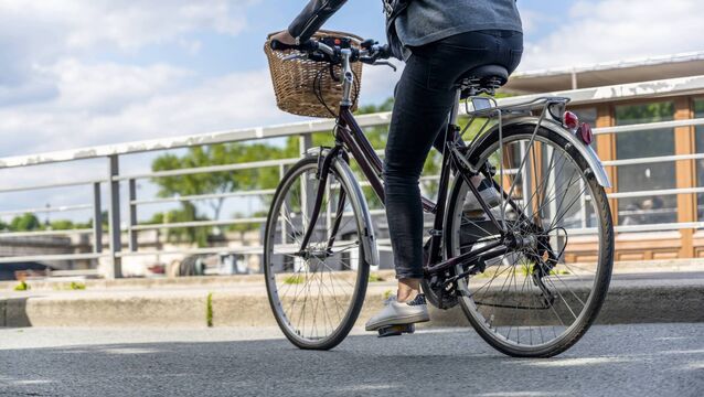 <p>Woman riding a bike. Cycling stock shot </p>