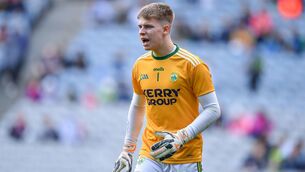 <p>Devon Burns in action for Kerry during the football All-Ireland Minor Championship semi-final. Pic: Brendan Moran/Sportsfile</p>