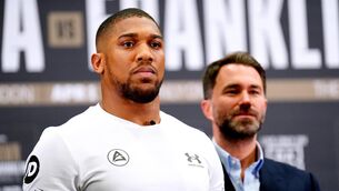 <p>Anthony Joshua’s promoter Eddie Hearn (right) believes he will return to boxing at some point (Zac Goodwin/PA)</p>