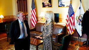 <p>Denmark’s foreign minister Lars Loekke Rasmussen, left, ahead of his meeting with JD Vance(Mads Claus Rasmussen/Ritzau Scanpix via AP)</p>