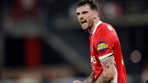 <p>HAT-TRICK HERO, AGAIN: Troy Parrott celebrates during the Dutch KNVB Beker match between AZ Alkmaar and Ajax. Pic: Marcel Bonte/Soccrates/Getty Images.</p> <p>HAT-TRICK HERO, AGAIN: Troy Parrott celebrates during the Dutch KNVB Beker match between AZ Alkmaar and Ajax. Pic: Marcel Bonte/Soccrates/Getty Images.</p>