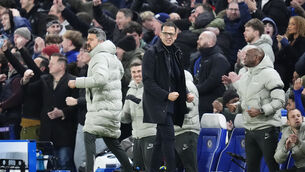 <p>Liam Rosenior celebrates after Alejandro Garnacho scores Chelsea’s second goal. Pic: Nick Potts/PA</p> <p>Liam Rosenior celebrates after Alejandro Garnacho scores Chelsea’s second goal. Pic: Nick Potts/PA</p>