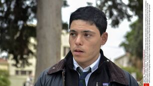 <p>Sean Binder stands outside a court in Mytilene port, on the island of Lesbos, Greece. <span class="contextmenu emphasis">File picture: Panagiotis Balaskas/AP/Shutterstock</span>
            </p>