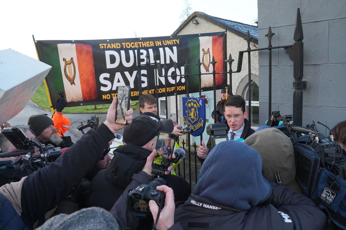 Enoch Burke speaks to the media as he prevented on arrival from entering Wilson's Hospital School. Picture: Brian Lawless/PA Wire