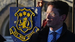 <p>Enoch Burke at Wilson's Hospital School this morning. Photo: Brian Lawless/PA</p>