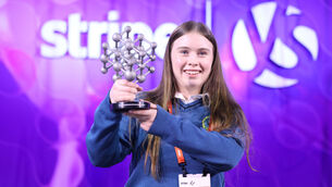 <p>Young Scientist winner Aoibheann Daly from Mercy Mounthawk Secondary School with the trophy for her brain cancer diagnosis tool which uses AI at the Stripe Young Scientist Exhibition in the RDS last week. If a 15-year-old can make AI for good only, it’s time certain other people grew up. Photo: Leah Farrell/© RollingNews.ie</p>