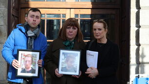 <p>Daniel Ammonsen's mother Inga Ammonsen and brother Jack Ammonsen of Garryowen, Co Limerick, and solicitor Niamh Ní Mhurchú at the High Court on Friday. Picture: Collins Courts</p>