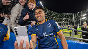 <p>Rieko Ioane hasn't made the same impact Jordie Barrett did early in his Leinster career. Pic:  ©INPHO/Morgan Treacy</p>