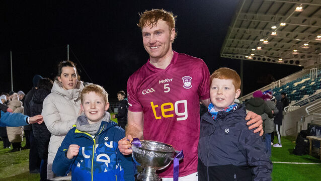 <p>O'BYRNE CUP WINNERS: Westmeath’s Ronan Wallace with Charlie and Harry O’Shea. Picture: ©INPHO/Tom O'Hanlon</p>
