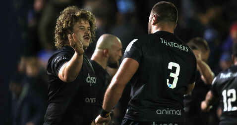 Alfie Barbeary celebrates Tom Dunn scoring a try 16/1/2026