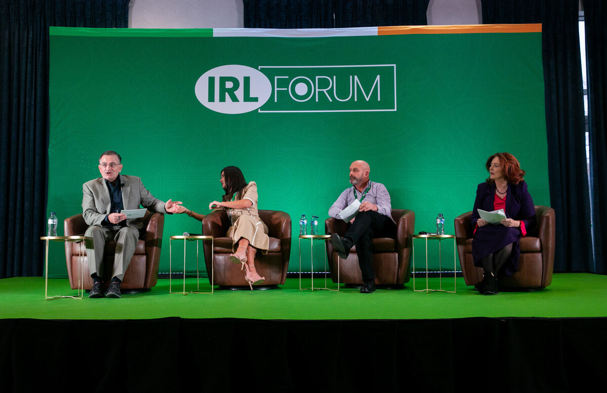 IRL Forum participants at the Pillo Hotel, Ashbourne, Co Meath: Eddie Hobbs, Una McGurk, Ivor Cummins, and Melissa Ciummei. Picture: Gareth Chaney