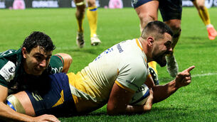 <p>MAX EFFORT: Leinster’s Max Deegan scores a try. Pic: INPHO/Ryan Byrne</p>