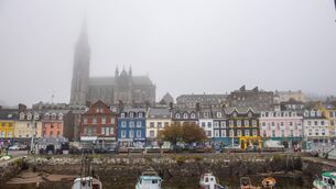 <p>Early morning fog covers the steeple of St. Colman's Cathedral in Cobh, Co Cork. File picture Dan Linehan</p>