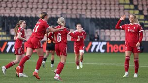 <p>INSTANT IMPACT: Denise O'Sullivan celebrates scoring for Liverpool just six minutes into her debut. Pic: Liverpool Women's FC.</p>