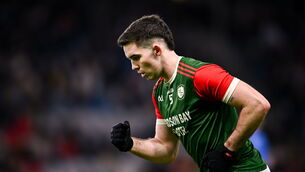 <p>Ruaidhrí Fallon of St Brigid's celebrates after kicking an equalising two-point score in additional time at the end of the second half of the All-Ireland final against Dingle. Pic: Seb Daly/Sportsfile</p>