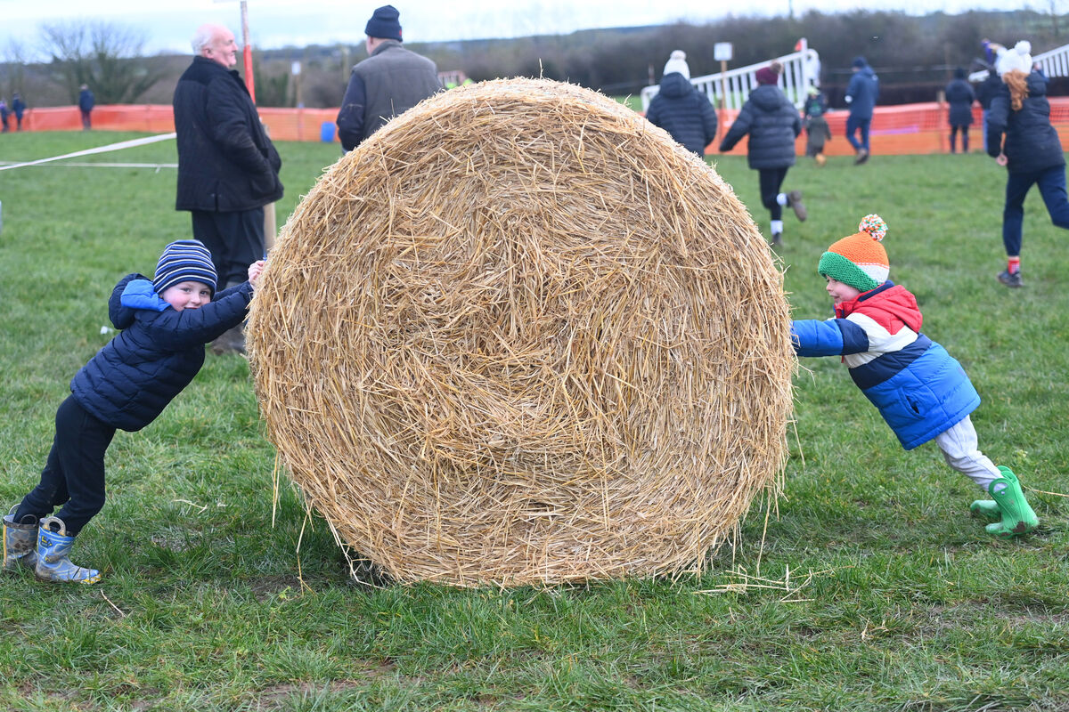  Friends Sean O'Callaghan and Tiernan McGowan , from Killeagh playing together at Killeagh Point to Point races on Sunday. Picture Larry Cummins