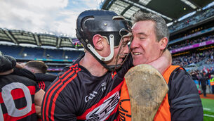 <p>WHO'S THE BAS? Ballygunner’s Pauric Mahony celebrates with manager Jason Ryan. Pic INPHO/James Crombie</p>
