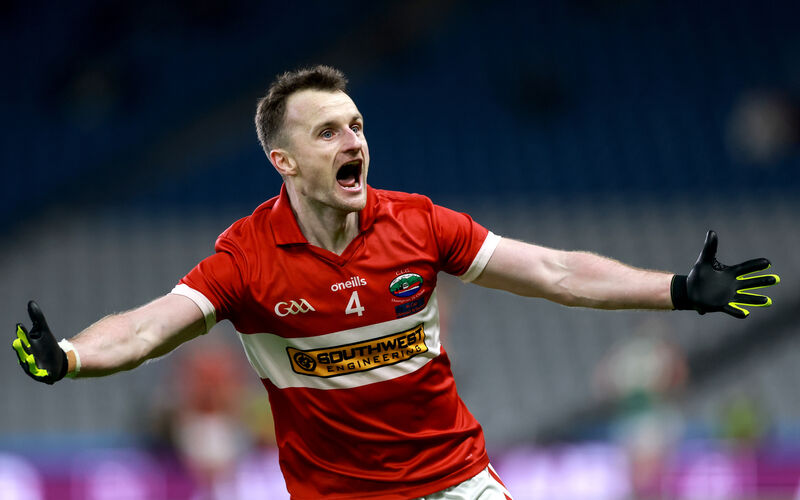 Dingle’s Tom O’Sullivan celebrates at the final whistle. Pic: James Crombie/Inpho