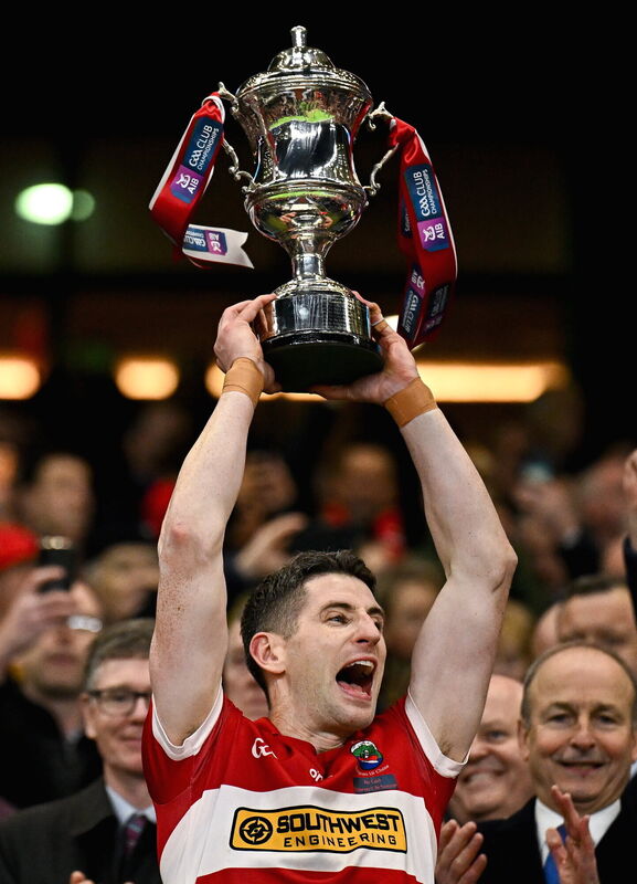 Dingle captain Paul Geaney lifts the cup. Pic: Seb Daly/Sportsfile
