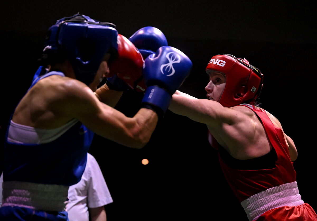 Michaela Walsh of Holy Family GG BC Belfast, right, in action. Pic: David Fitzgerald/Sportsfile