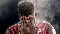 A view of steam coming off of Edwin Edogbo dejected after the game 17/1/2026