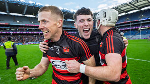 <p>Ballygunner’s Ian Kenny celebrates with teammates after victory over Loughrea in the All-Ireland Club SHC final. Pic: ©INPHO/James Crombie</p>